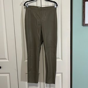 Olive green, faux, leather leggings